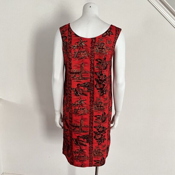 Island Fashions Hawaiian Print Shift Cotton Dress Red S - Picture 3 of 9